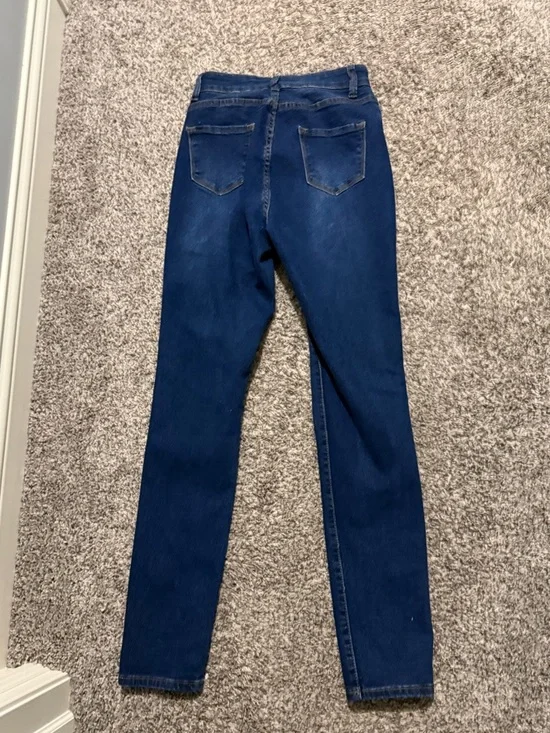 Fashion Nova Dark Blue High-Rise Distressed Women’s Jeans size 9 - Picture 4 of 4